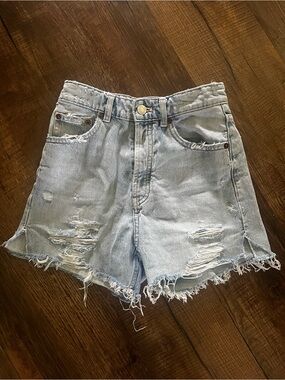 Zara High-Rise Distressed Denim Shorts